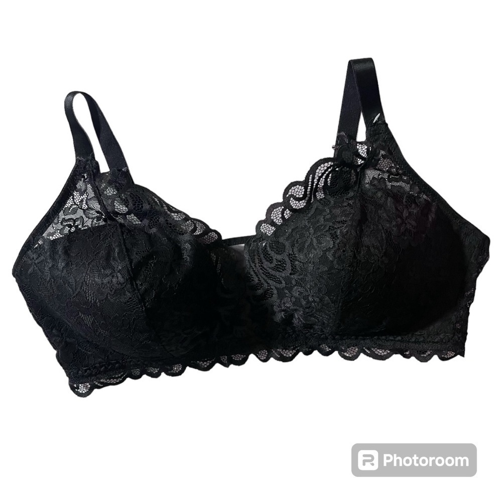 Bali Desire Wirefree Whimsigoth lace Bra Bralette black fairy Stretch 2XL